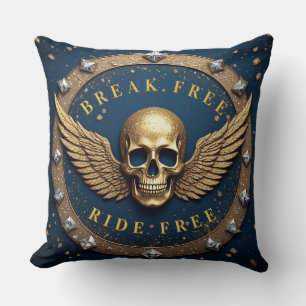 Coussin ☠️ Symbole de halo de crâne en or Cadeau pour les 