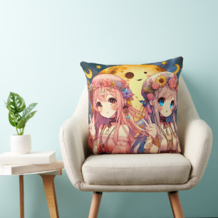 Coussin SYMBOLE DE LA FEMME Anime Hippie Lune Filles Donne