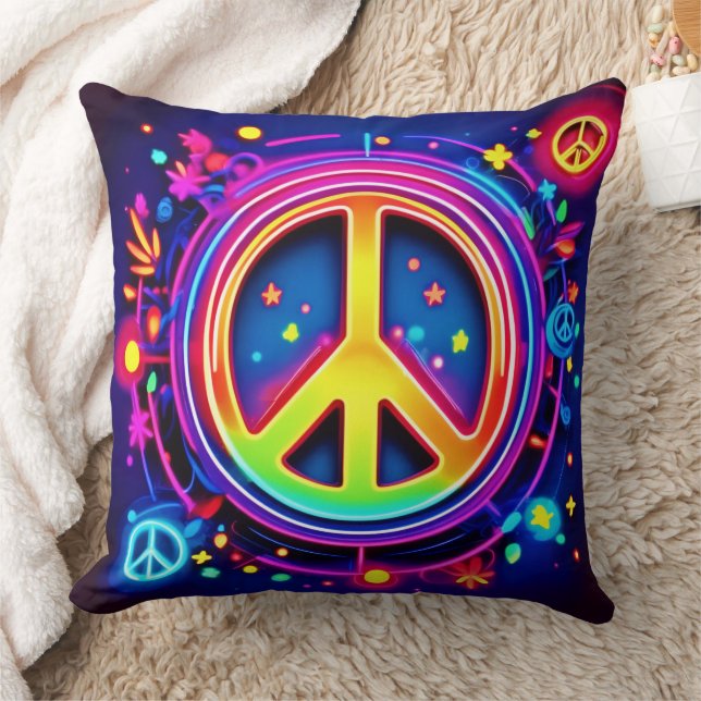 Coussin Symbole de la paix de Neon (Couverture)