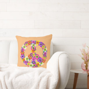 Coussin SYMBOLE DE LA PAIX FLEURIE EN Peach