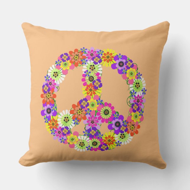 Coussin SYMBOLE DE LA PAIX FLEURIE SUR Peach (Recto)