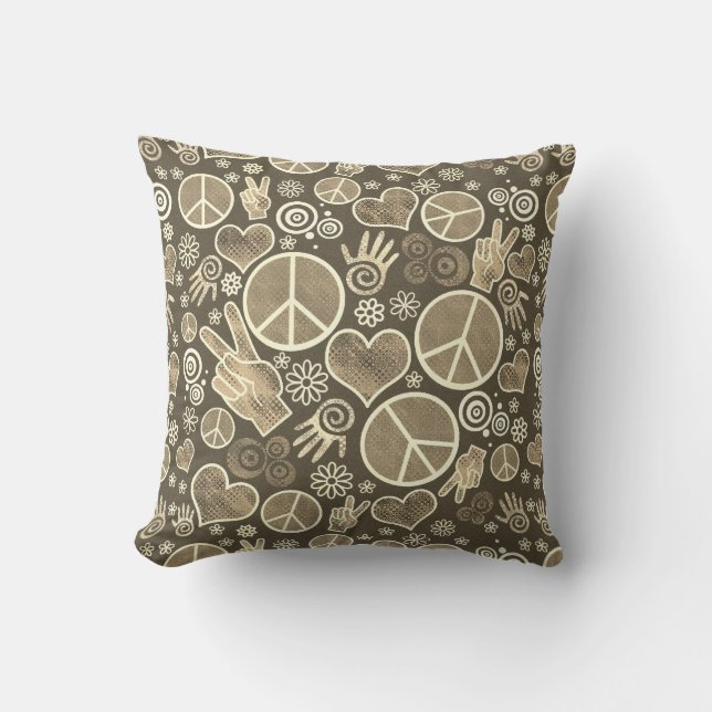 Coussin Symbole de la paix Hipster Pacifisme (Recto)