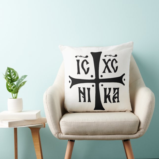 Coussin symbole de la religion orthodoxe chrétienne ICXCNI (Chaise)