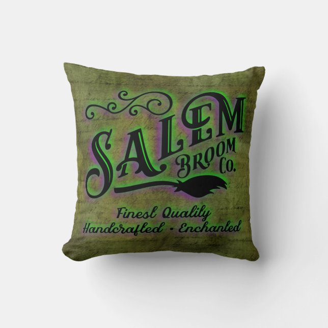 Coussin Symbole de la société Halloween Witch Salem Broom (Recto)