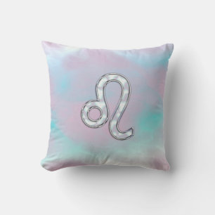 Coussin Symbole de Leo Zodiac sur Pastels Style Nacre Impr