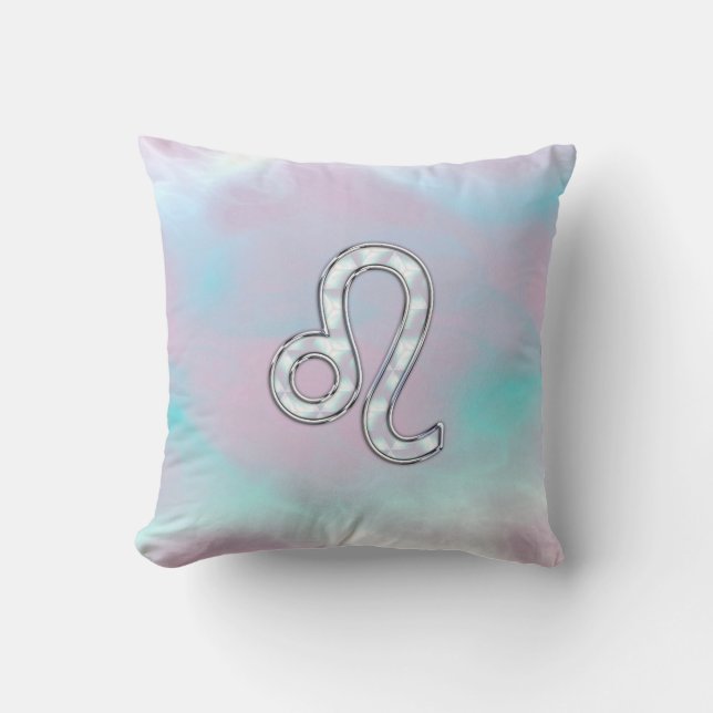 Coussin Symbole de Leo Zodiac sur Pastels Style Nacre Impr (Recto)