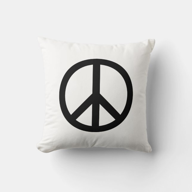 Coussin Symbole de paix Anti Guerre noir blanc moderne (Recto)