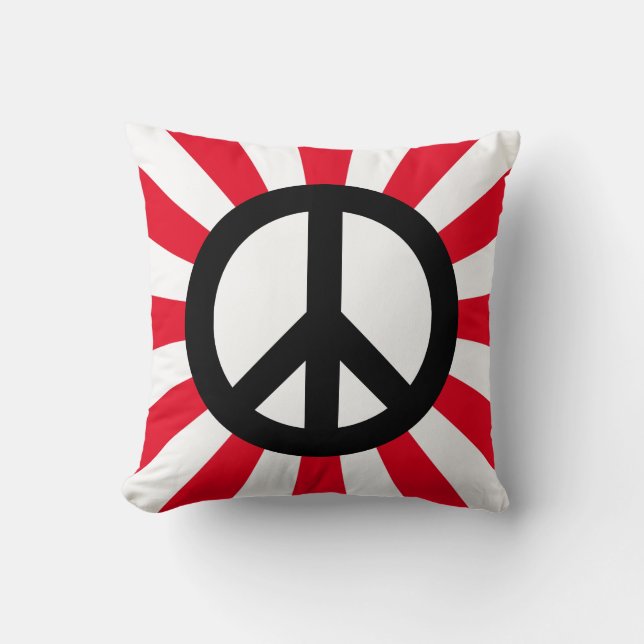 Coussin Symbole de paix blanc et noir avec Starburst (Recto)