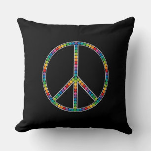 Coussin Symbole de paix Diamond Gem Bling Sapphire