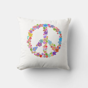 Coussin Symbole de paix Fleur puissance colorée Design