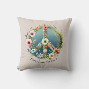Coussin Symbole de paix Pretty Retro "Flower Power for Pea