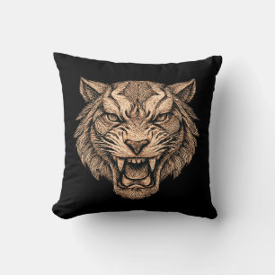 Coussin Symbole de pouvoir abstrait du tigre du vide For