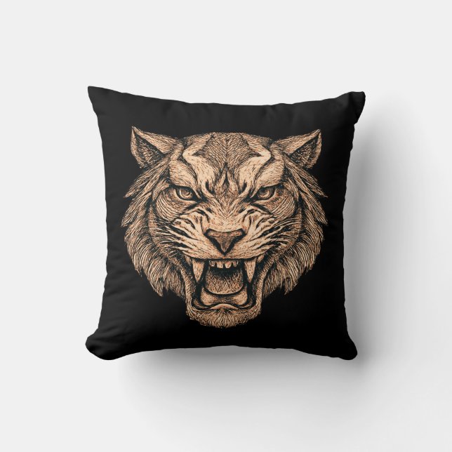 Coussin Symbole de pouvoir abstrait du tigre du vide | For (Recto)