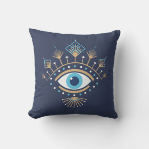 Coussin Symbole de protection turc des yeux mal grecs déco