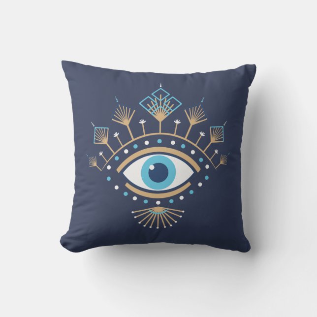 Coussin Symbole de protection turc des yeux mal grecs déco (Recto)