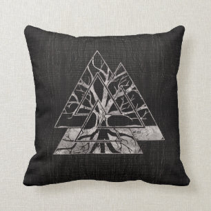 Coussin Symbole de Valknut et arbre de la vie - Yggdrasil