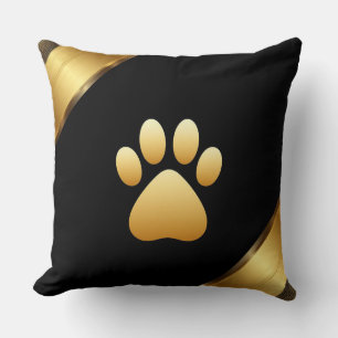 Coussin Symbole d'empreinte de patte dorée