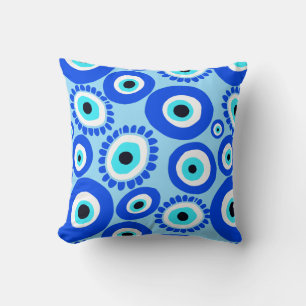 Coussin Symbole des yeux mal Aqua Blue