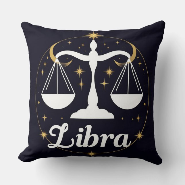Coussin SYMBOLE DIACRITIQUE Zodiaque Libra avec étoiles et (Recto)