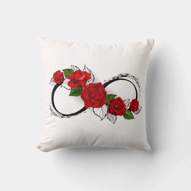 Coussin Symbole d'infini avec les roses rouges (Recto)