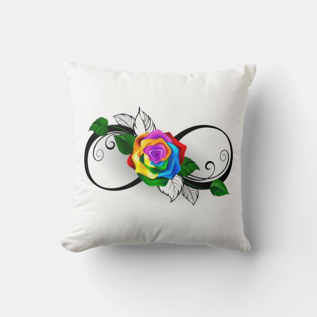 Coussin Symbole d'infini avec Rose arc-en-ciel (Recto)