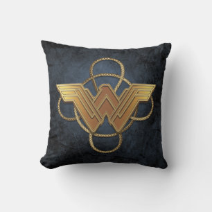 Coussin Symbole d'or Wonder Woman sur Lasso