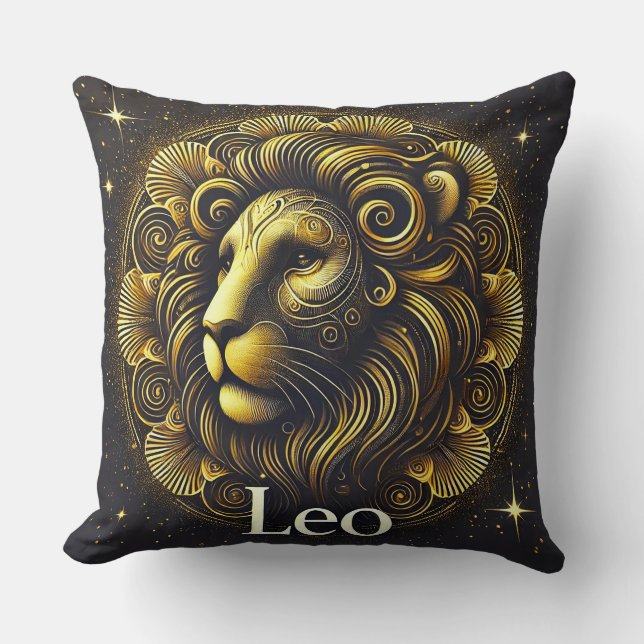 Coussin Symbole du Lion d'Or représentant la force, Zodiaq (Recto)