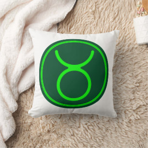 Coussin Symbole du zodiaque Taureau en contraste vert
