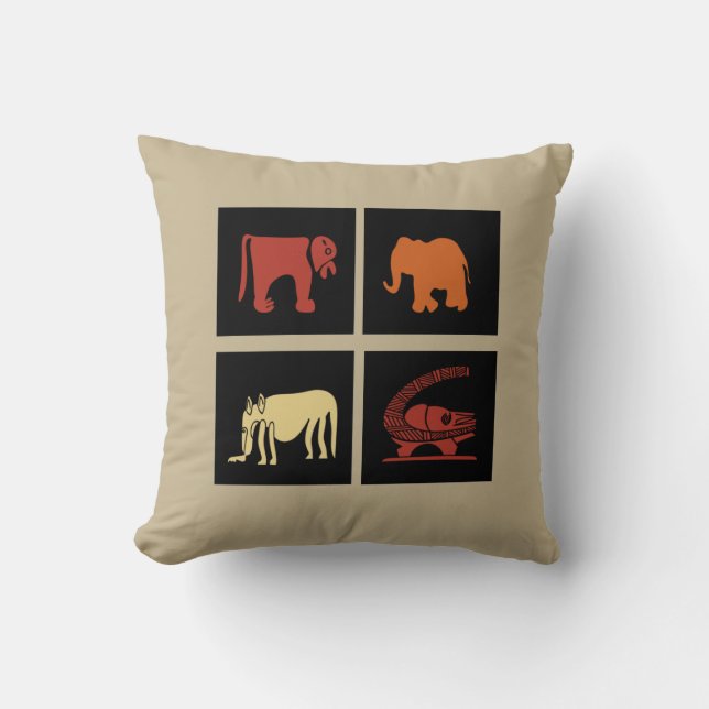 Coussin symbole et motifs abstraits modernes art africain (Recto)