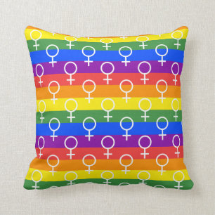 Coussin Symbole féminin Motif arc-en-ciel