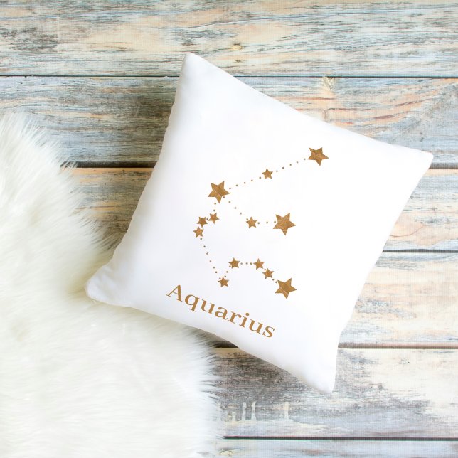 Coussin Symbole moderne Zodiac Gold Aquarius | Air de l'él (Créateur téléchargé)