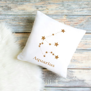 Coussin Symbole moderne Zodiac Gold Aquarius   Air de l'él