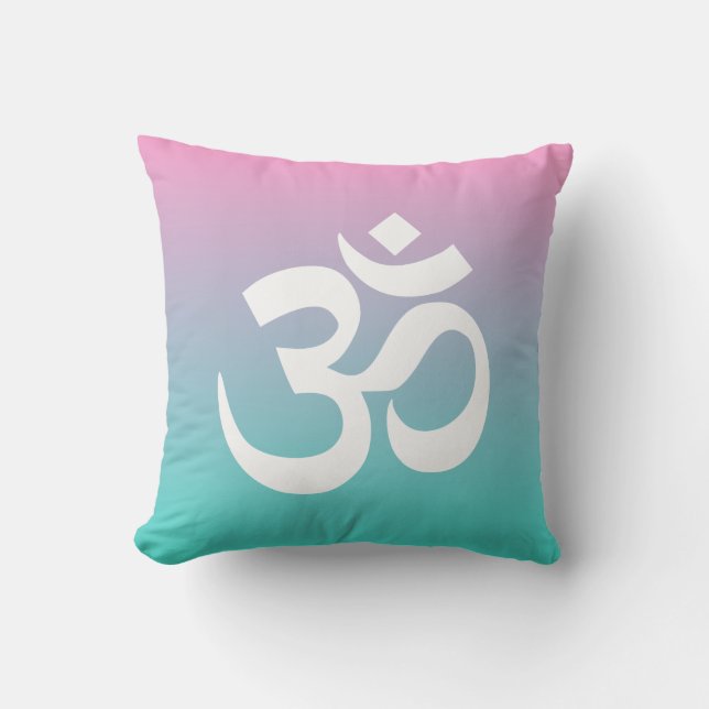 Coussin Symbole Om Ombre rose Turquoise (Recto)