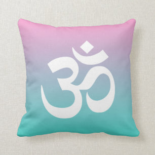 Coussin Symbole Om Ombre rose Turquoise