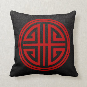 Coussin SYMBOLE ORIENTAL DE LONGUEUR DE LONGUEUR rouge no