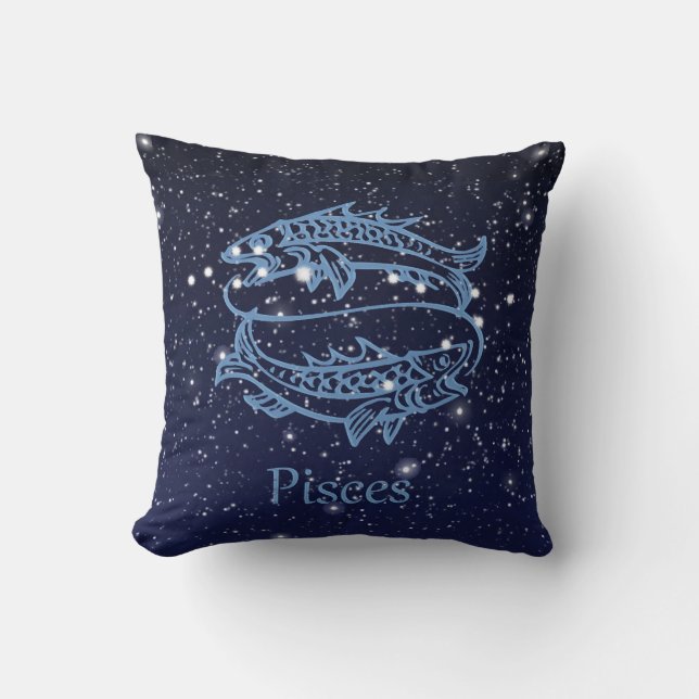 Coussin Symbole Poissons Constellation et Zodiaque avec ét (Recto)