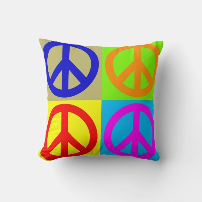Coussin Symbole Pop Art Peace Symbole Polyester Jeu d'orei (Recto)