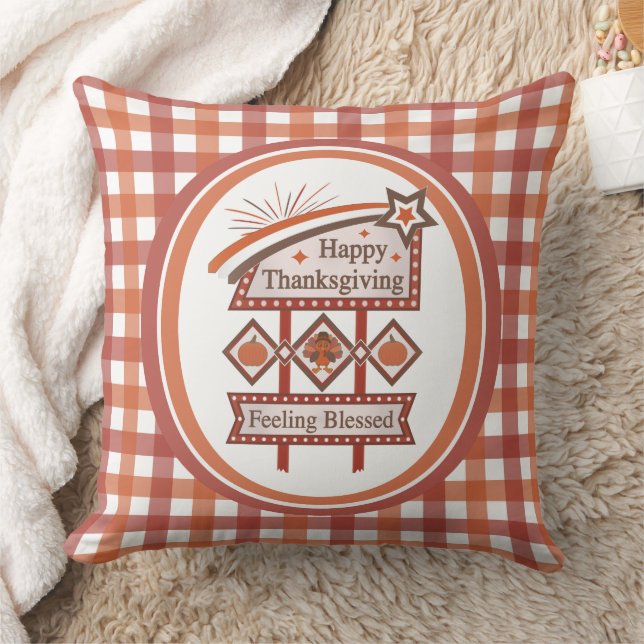 Coussin Symbole rétro du bon thanksgiving béni (Couverture)