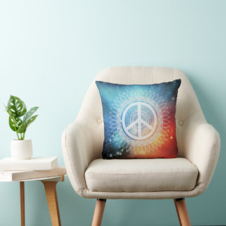 Coussin SYMBOLE SIGNE PAIX Mandala Daisy Space Hippie