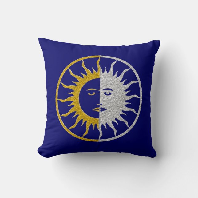 Coussin Symbole SOLEIL ET LUNE - or argent (Recto)