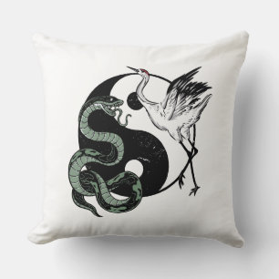 Coussin SYMBOLE Yin yang Snake Et Crane