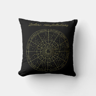 Coussin Symbole Zodiac horoscope constellations carte or