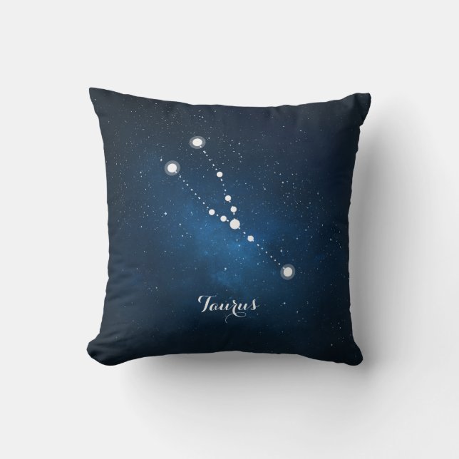 Coussin SYMBOLE Zodiaque D'Astrologie Nébula Taurus Bleu (Recto)