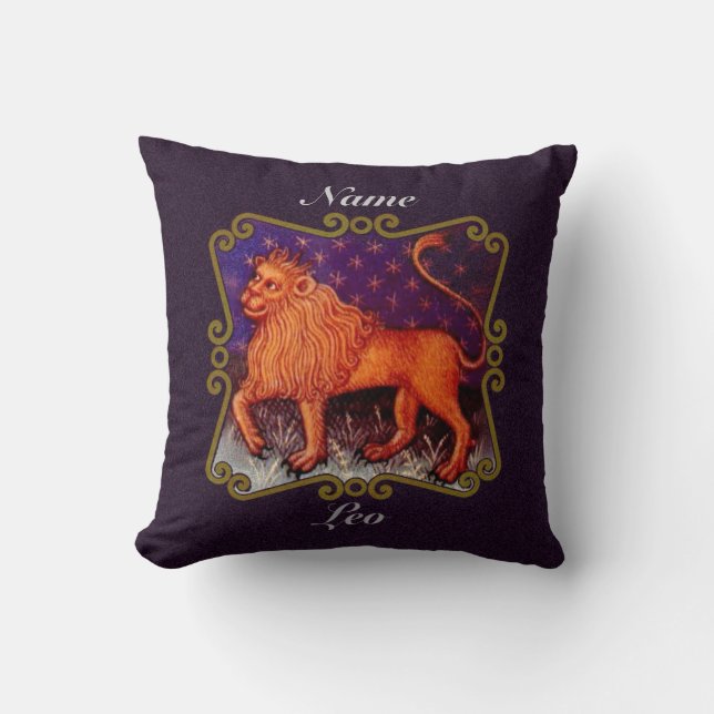 Coussin Symbole zodiaque Leo personnalisé, lion vintage (Recto)