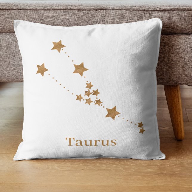 Coussin SYMBOLE Zodiaque Moderne Taurus Or | Élément Terre (Créateur téléchargé)