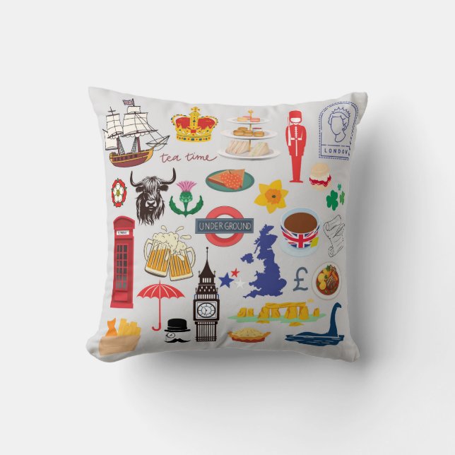 Coussin Symboles britanniques du Royaume-Uni (Recto)