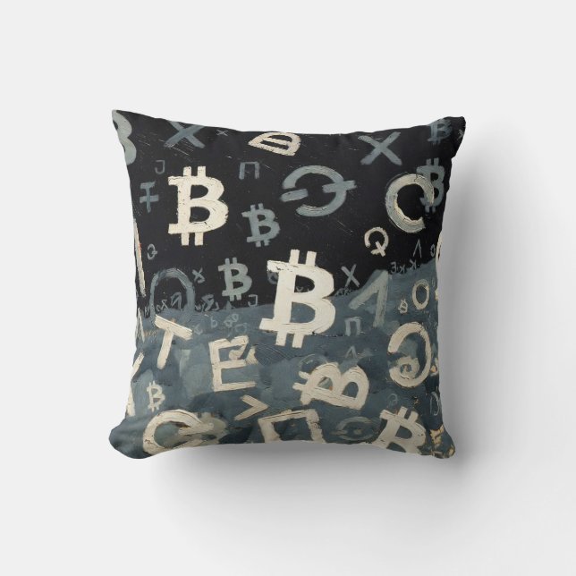 Coussin Symboles de Bitcoin (Style : D) (Recto)
