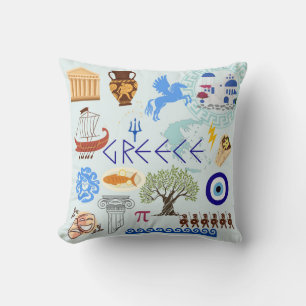 Coussin Symboles de Grèce pour les amoureux du voyage