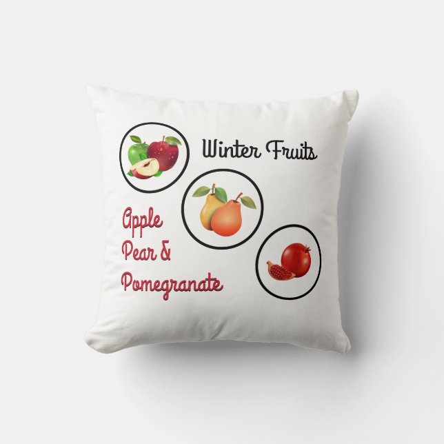 Coussin Symboles de pomme, poire et grenade (Recto)
