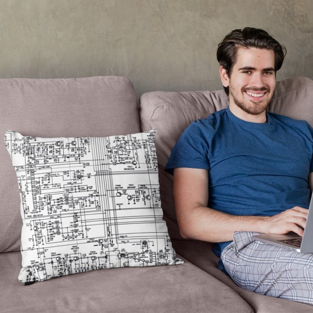 Coussin Symboles du diagramme de schéma Circuit électroniq (Créateur téléchargé)